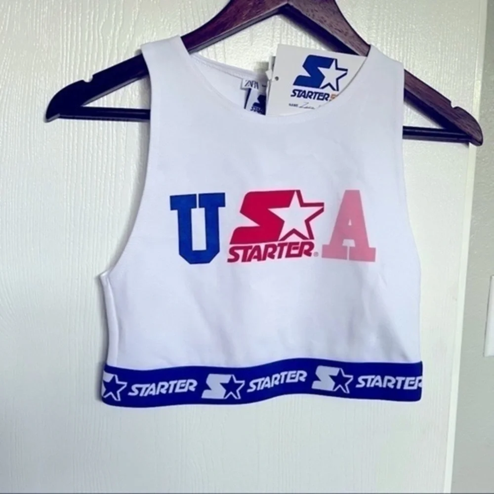 Zara & Starter Limited Edition Crop Top Women’s Size Large USA Logo